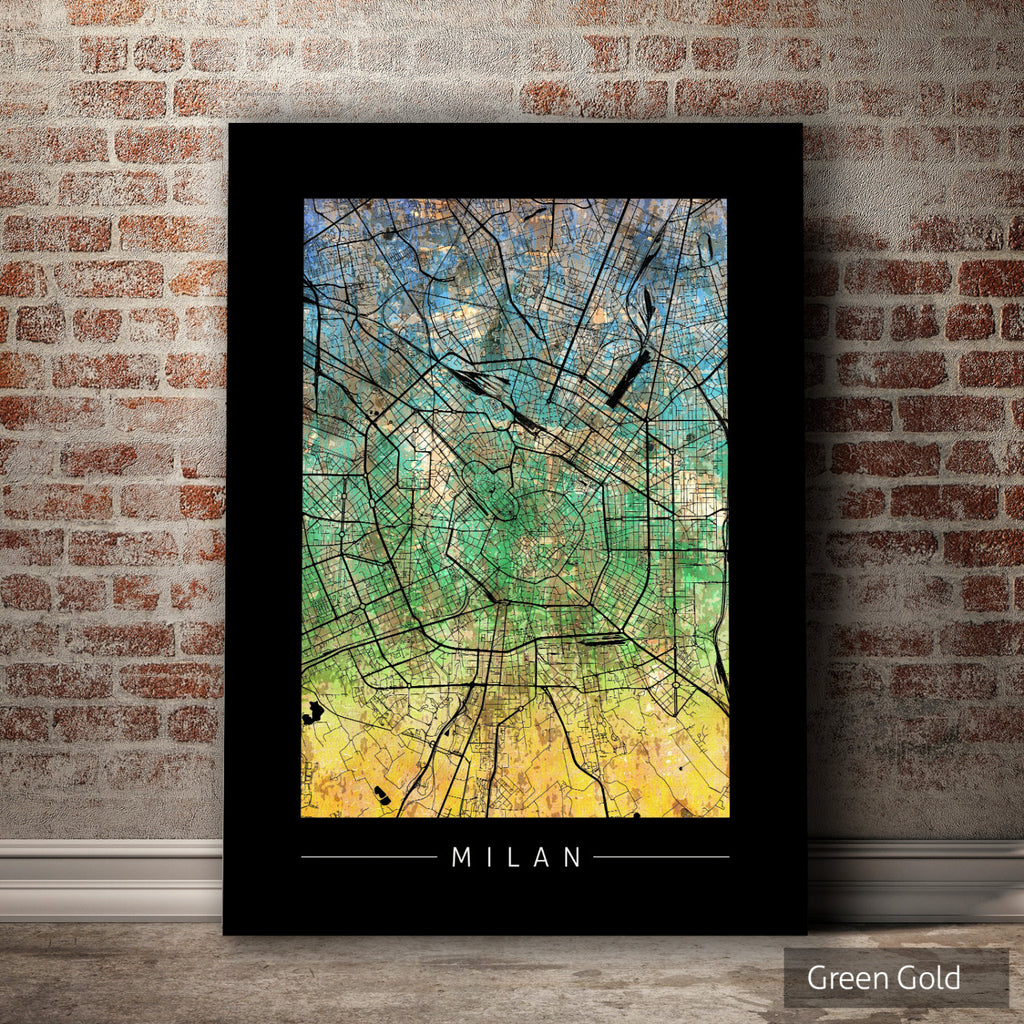 Milan Map: City Street Map of Milan Italy - Sunset Series Art Print