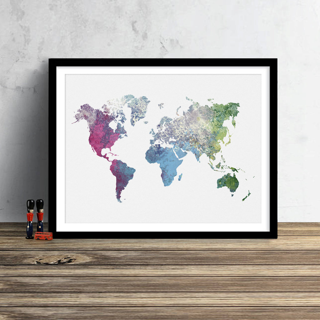 World Map: Watercolor Illustration Wall Art - Ice Cream Theme