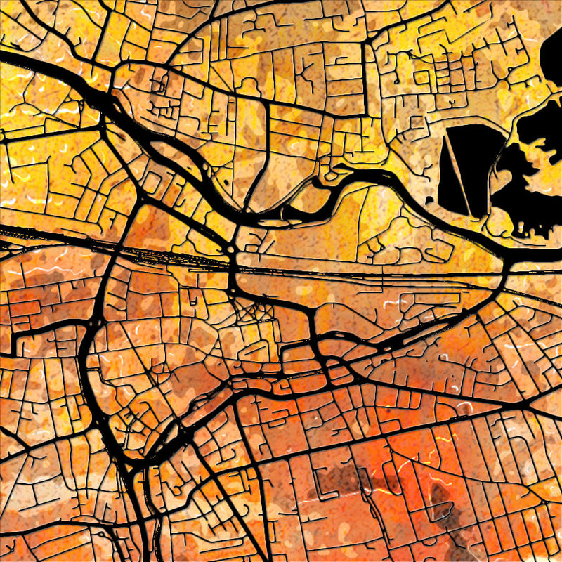 Reading Map: City Street Map of Reading, England - Sunset Series Art Print