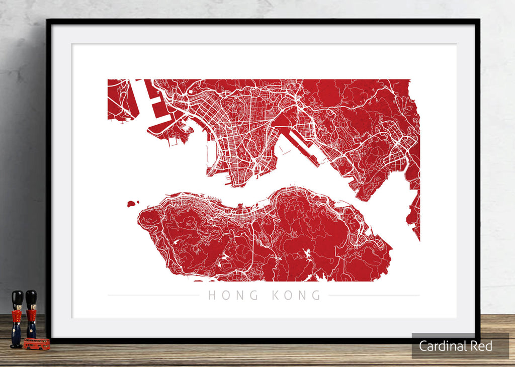 Hong Kong Map: City Street Map of Hong Kong - Colour Series Art Print