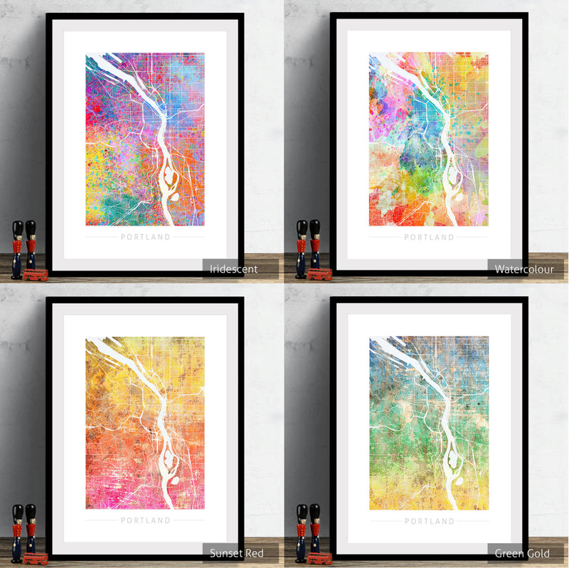 Portland Map: City Street Map of Portland, Oregon - Sunset Series Art Print