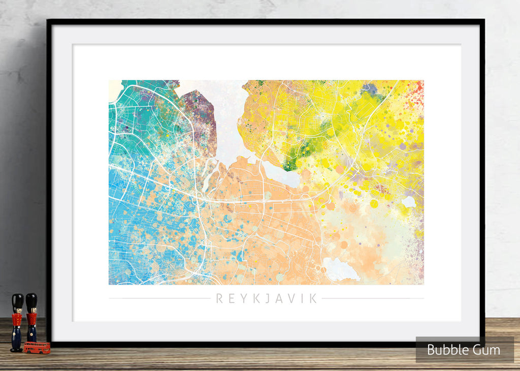 Reykjavik Map: City Street Map of Reykjavik Iceland - Nature Series Art Print