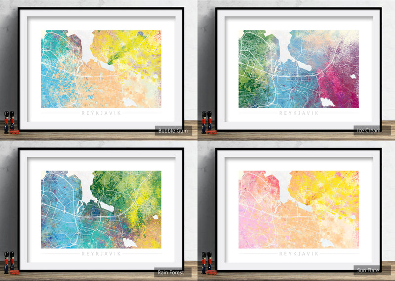 Reykjavik Map: City Street Map of Reykjavik Iceland - Nature Series Art Print