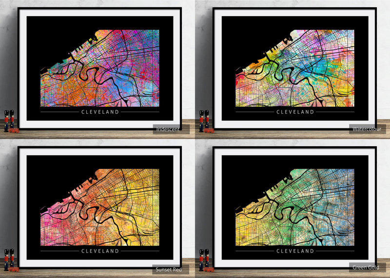 Cleveland Map: City Street Map of Cleveland, Ohio - Sunset Series Art Print