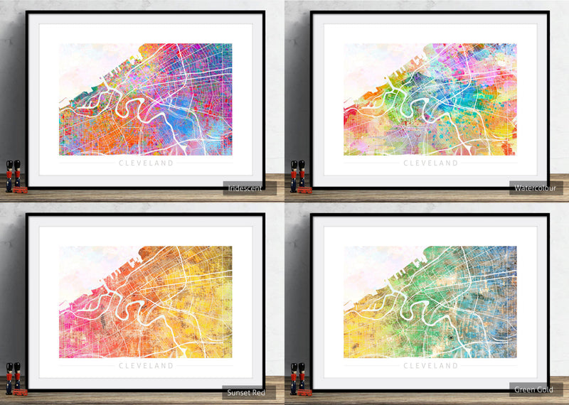 Cleveland Map: City Street Map of Cleveland, Ohio - Sunset Series Art Print