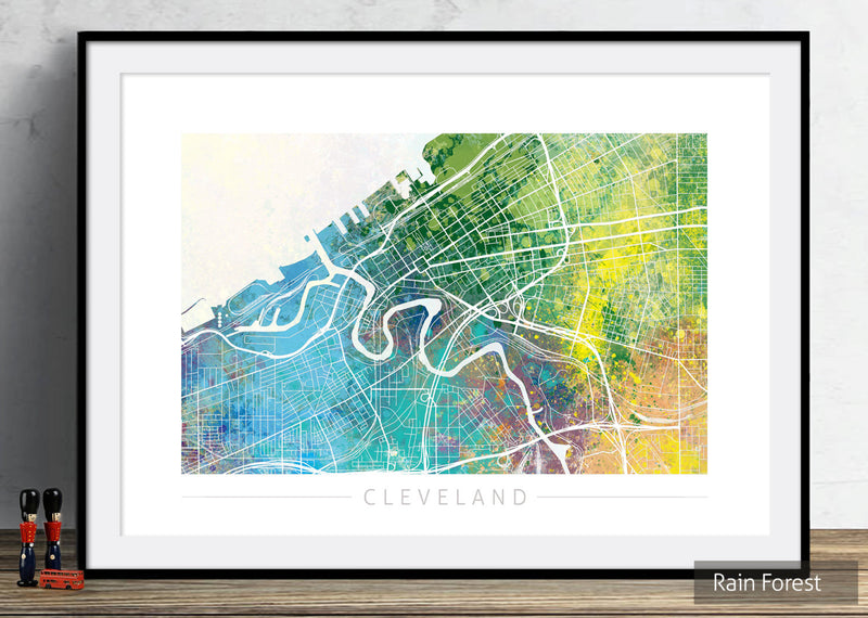 Cleveland Map: City Street Map of Cleveland, Ohio - Nature Series Art Print