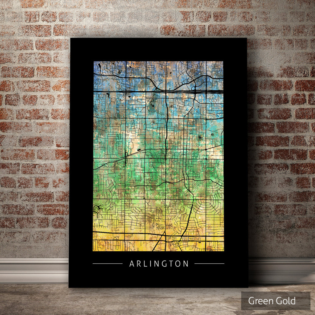 Arlington Map: City Street Map of Arlington, Texas - Sunset Series Art Print
