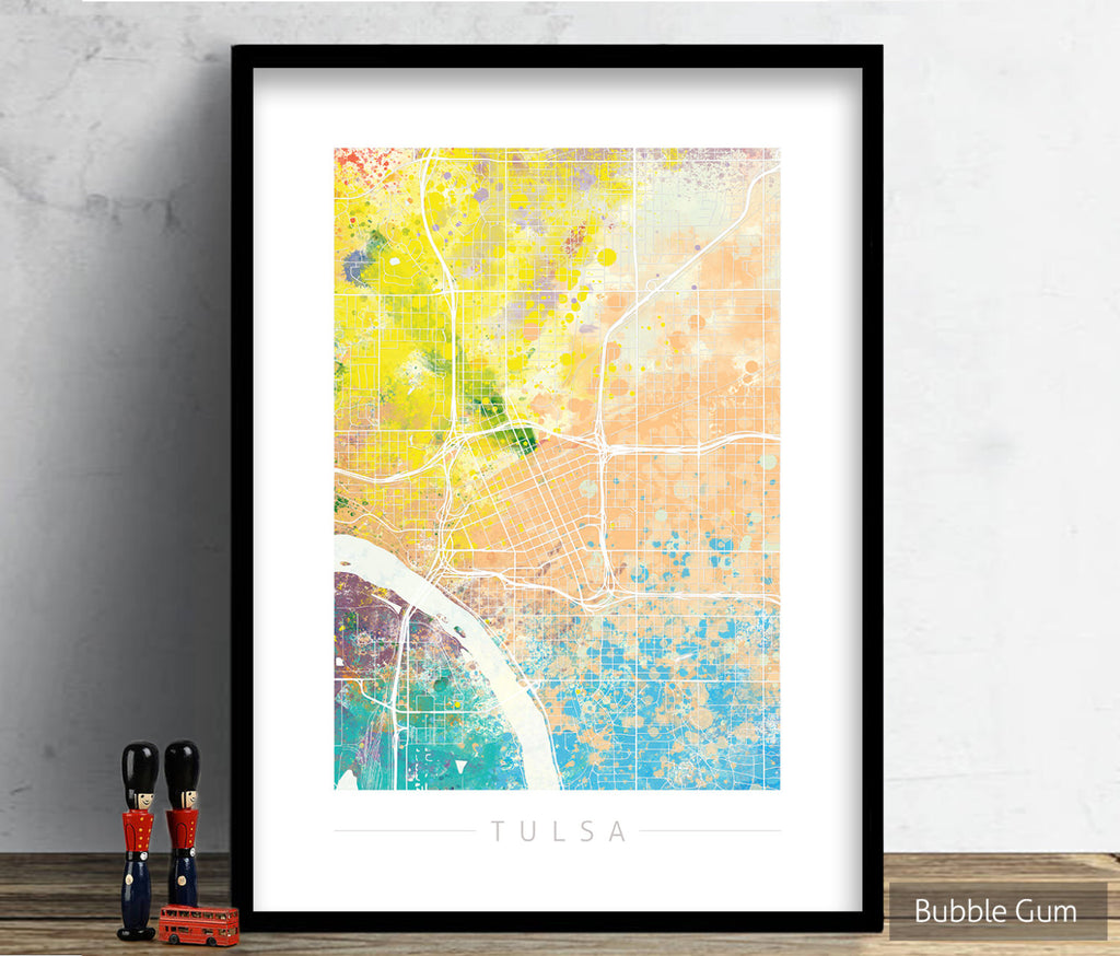 Tulsa Map: City Street Map of Tulsa, Oklahoma - Nature Series Art Print
