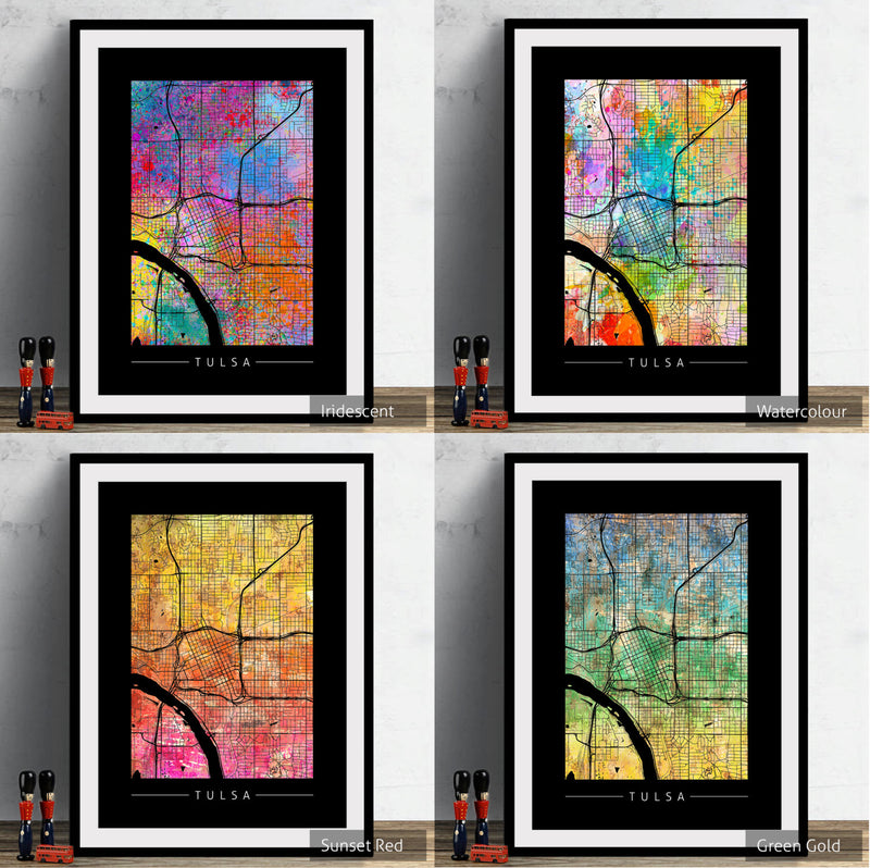 Tulsa Map: City Street Map of Tulsa, Oklahoma - Sunset Series Art Print