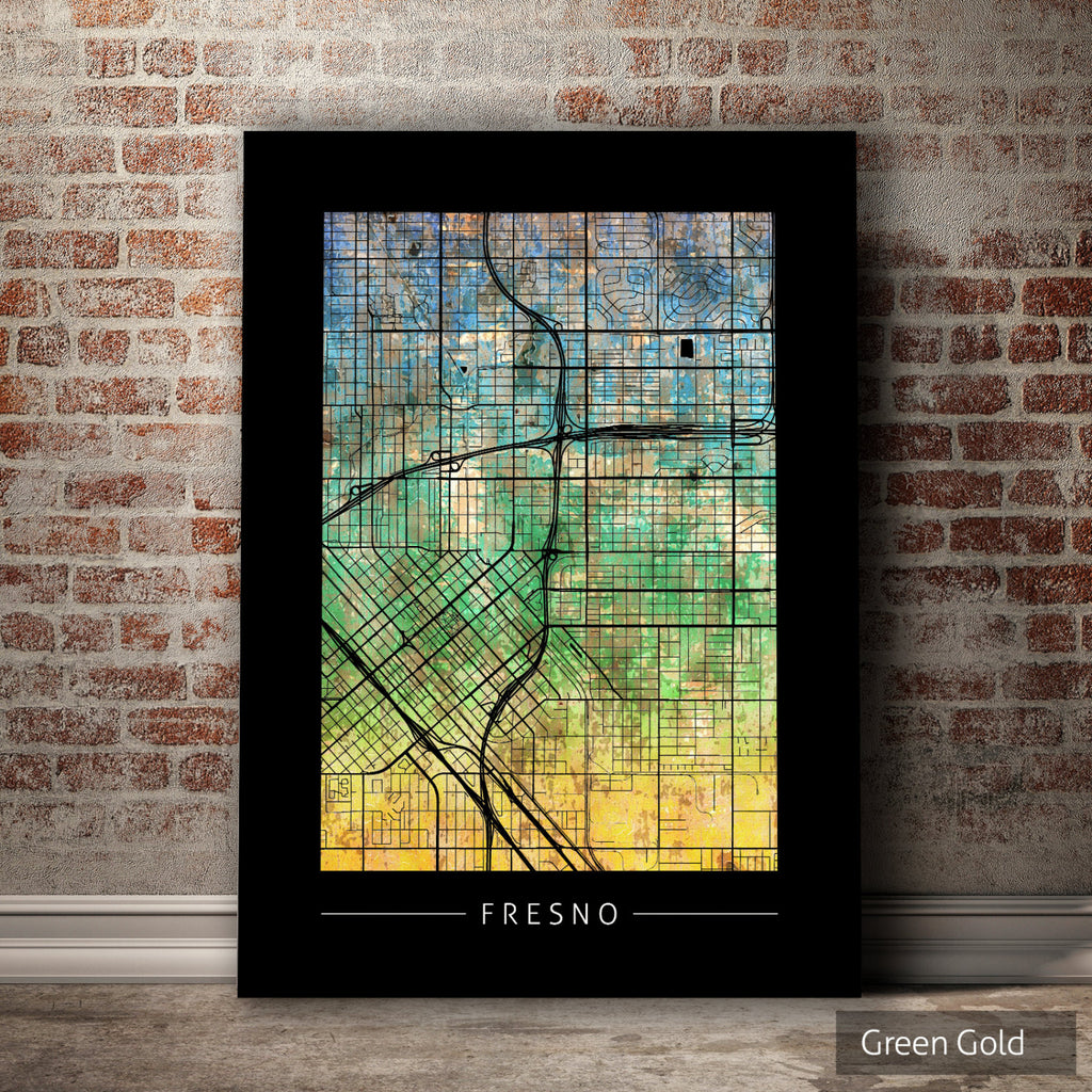 Fresno Map: City Street Map of Fresno, California - Sunset Series Art Print
