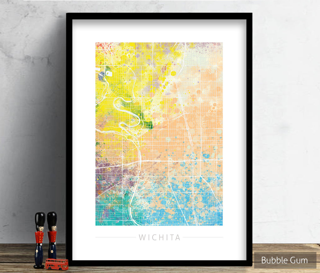 Wichita Map: City Street Map of Wichita, Kansas - Nature Series Art Print