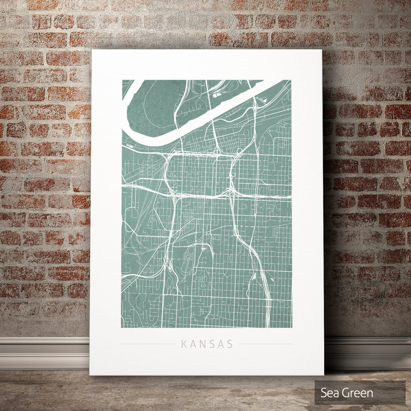 Kansas Map: City Street Map of Kansas, Missouri - Colour Series Art Print