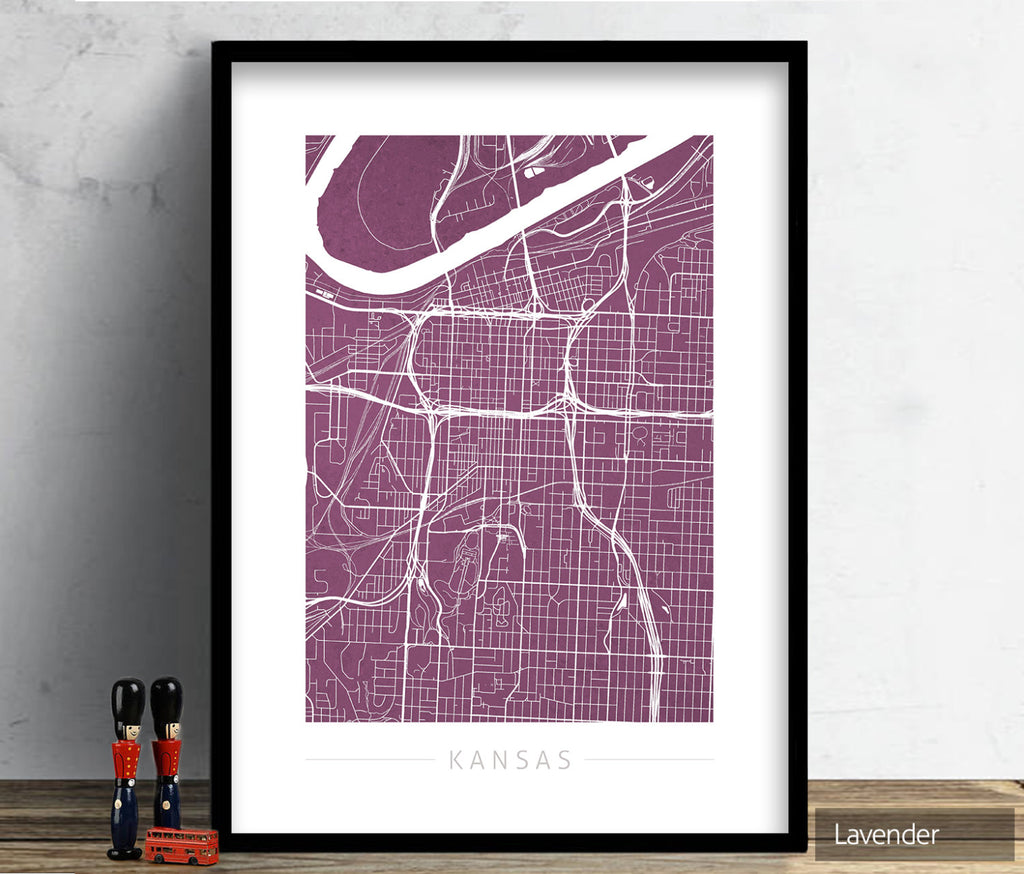 Kansas Map: City Street Map of Kansas, Missouri - Colour Series Art Print