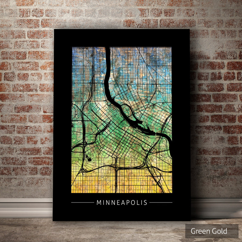 Minneapolis Map: City Street Map, Minnesota - Sunset Series Art Print