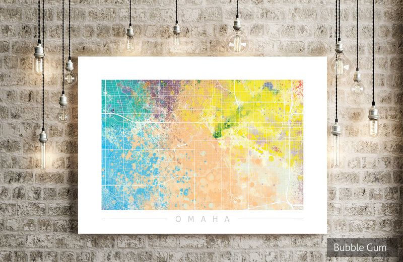 Omaha Map: City Street Map of Omaha, Nebraska - Nature Series Art Print