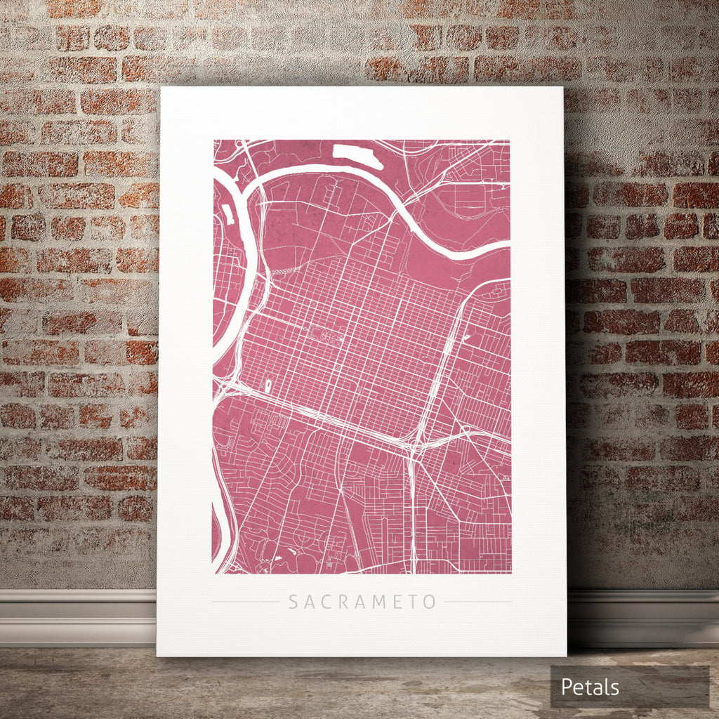 Sacramento Map: City Street Map Sacramento, California - Colour Series Art Print
