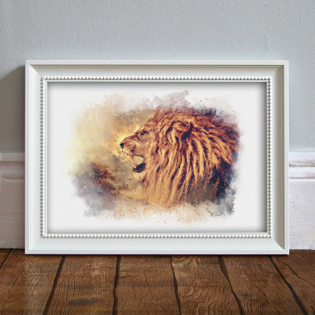 Lion: Watercolor Illustration Wildlife Art Print