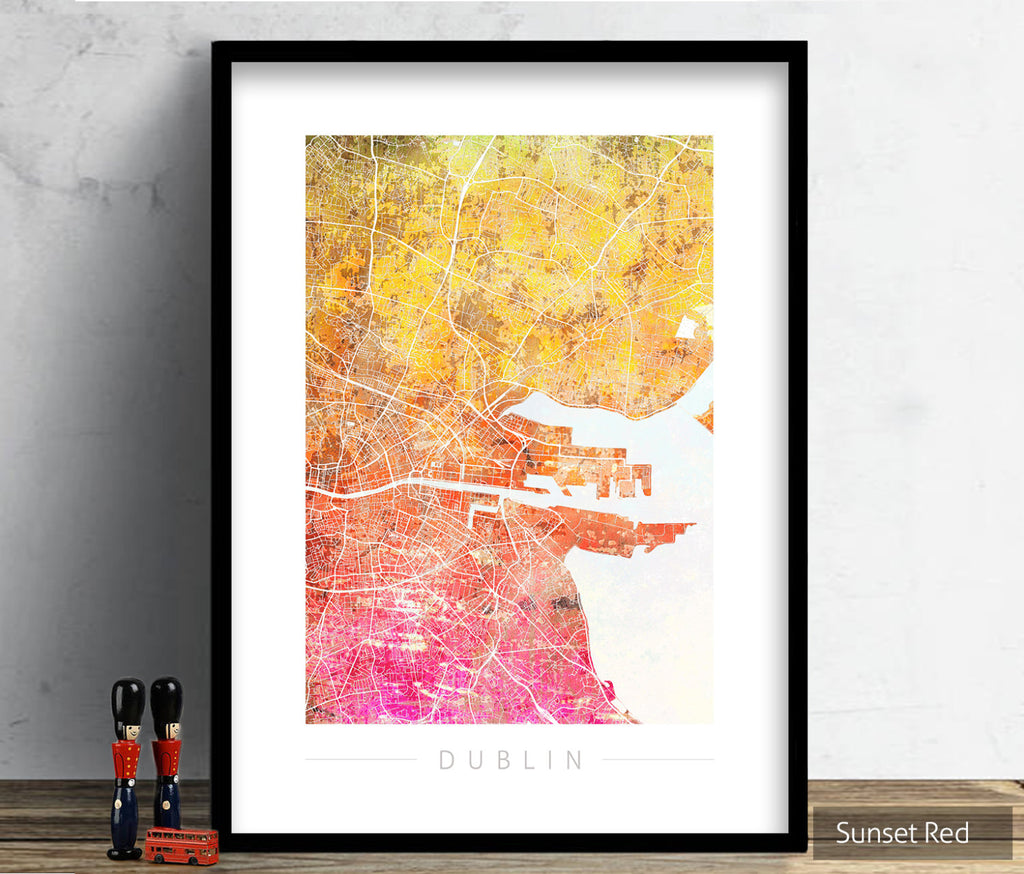 Dublin Map: City Street Map of Dublin Ireland - Sunset Series Art Print