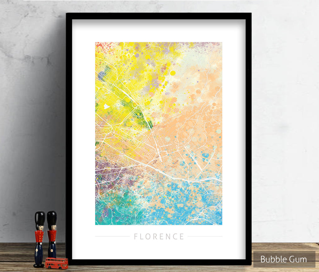 Florence Map: City Street Map of Florence Italy - Nature Series Art Print