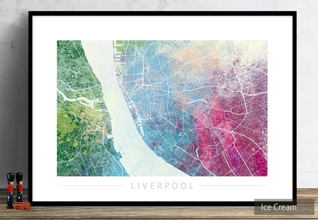 Liverpool Map: City Street Map of Liverpool England UK - Nature Series Art Print