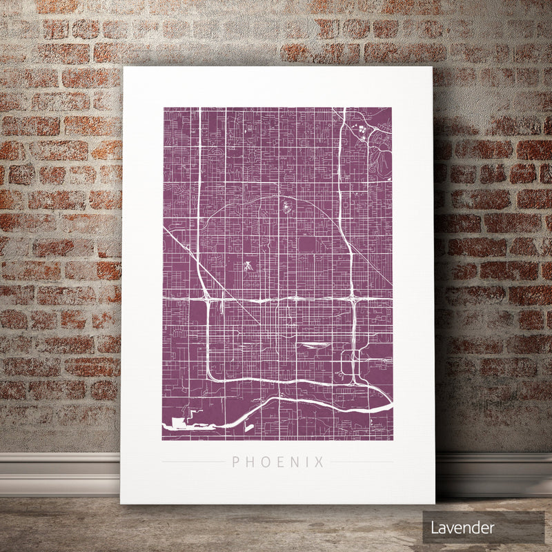 Phoenix Map: City Street Map of Phoenix Arizona - Colour Series Art Print