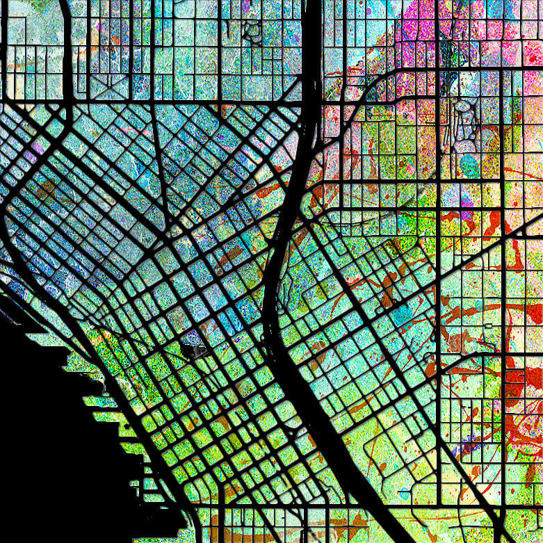 Seattle Map: City Street Map of Seattle Washington - Sunset Series Art Print