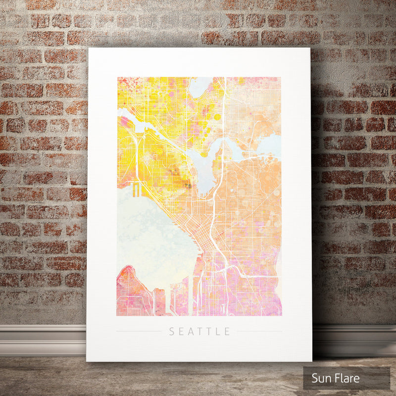 Seattle Map: City Street Map of Seattle Washington - Nature Series Art Print