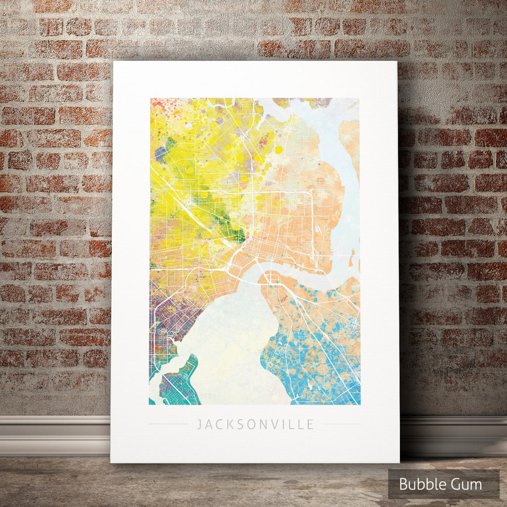 Jacksonville Map: City Street Map, Florida - Nature Series Art Print