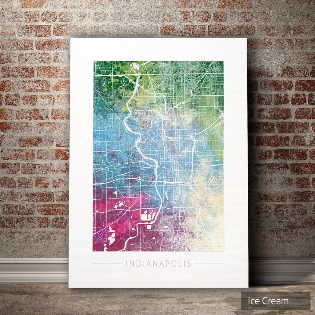 Indianapolis Map: City Street Map, Indiana - Nature Series Art Print