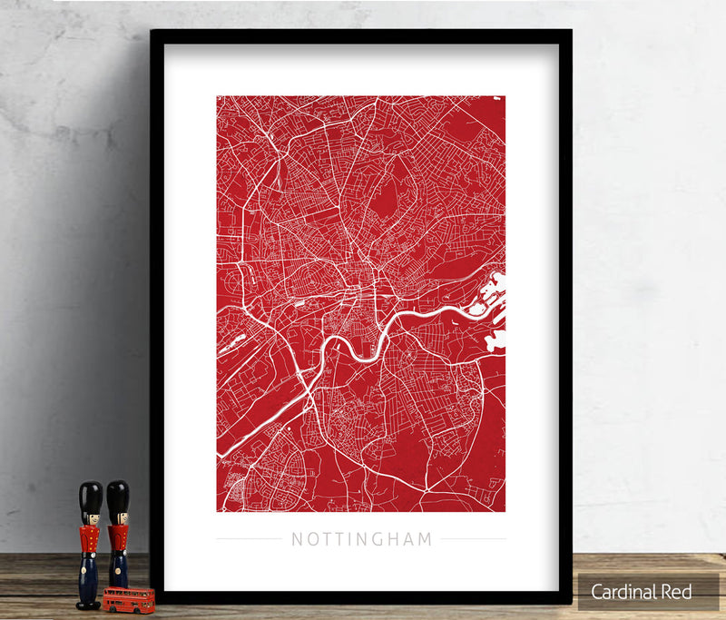 Nottingham Map: City Street Map of Nottingham England UK - Colour Series Art Print