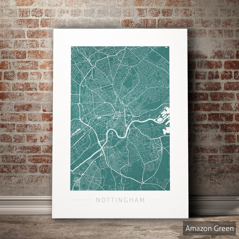 Nottingham Map: City Street Map of Nottingham England UK - Colour Series Art Print