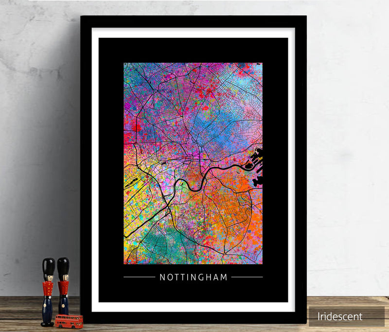 Nottingham Map: City Street Map of Nottingham England UK - Sunset Series Art Print