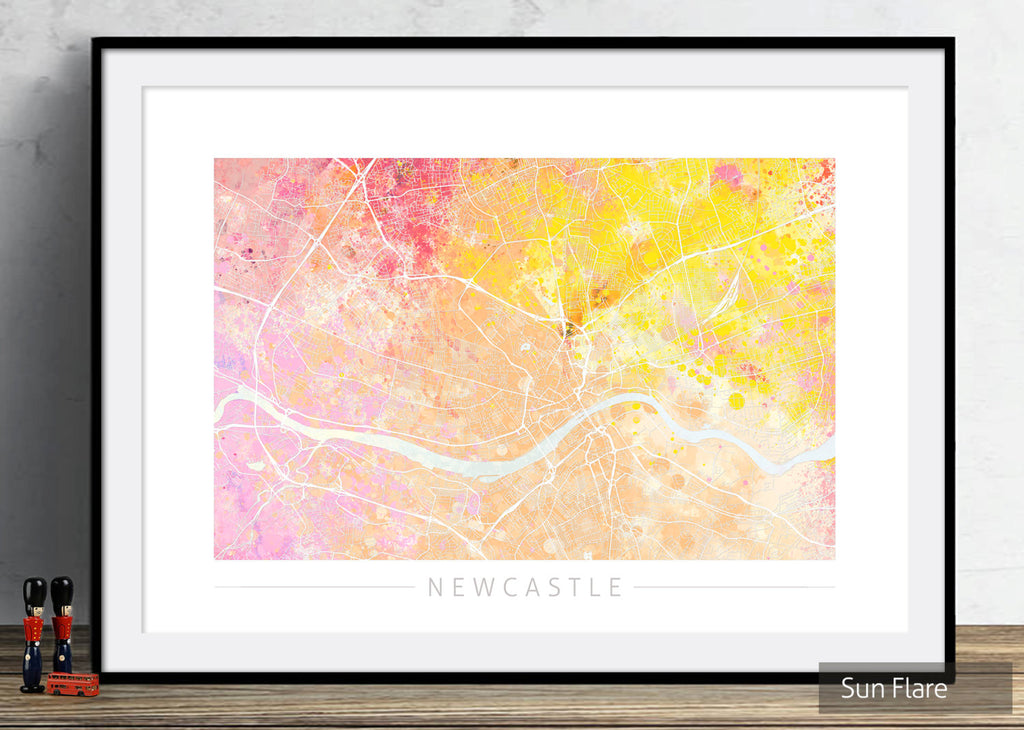 Newcastle Map: City Street Map of Newcastle, England - Nature Series Art Print