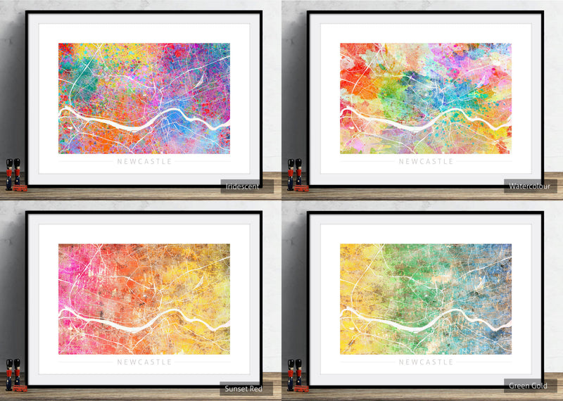 Newcastle Map: City Street Map of Newcastle, England - Sunset Series Art Print