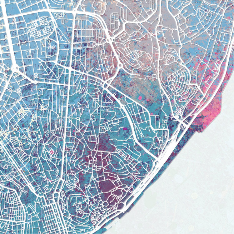 Lisbon Map: City Street Map of Lisbon, Portugal - Nature Series Art Print