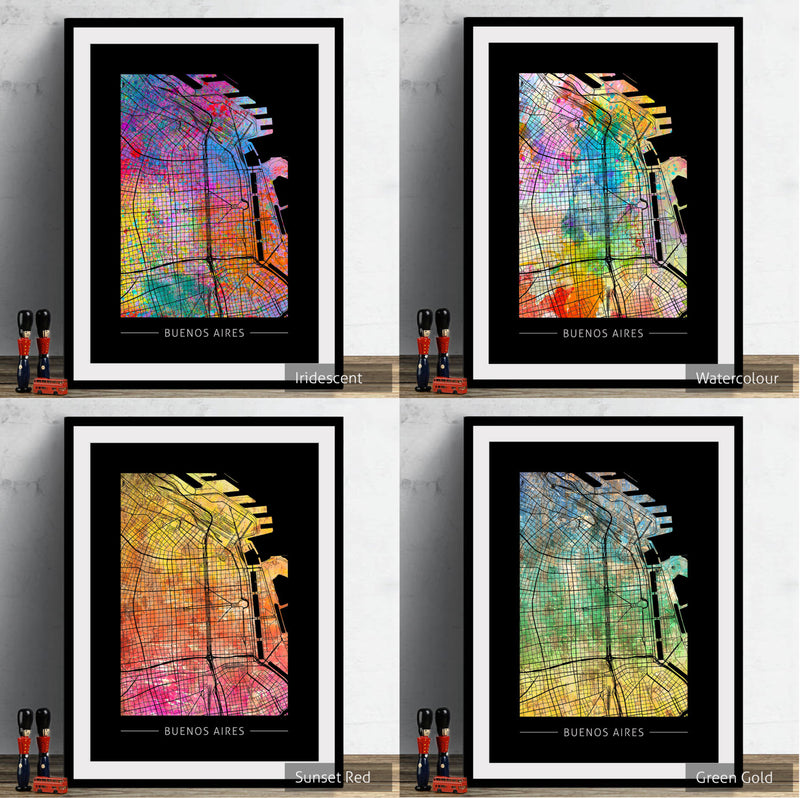 Buenos Aires Map: City Street Map, Argentina - Sunset Series Art Print