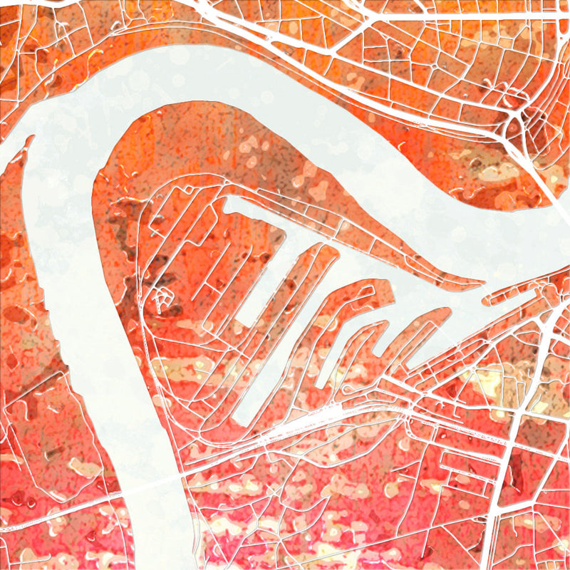 Dusseldorf Map: City Street Map of Dusseldorf, Germany - Sunset Series Art Print