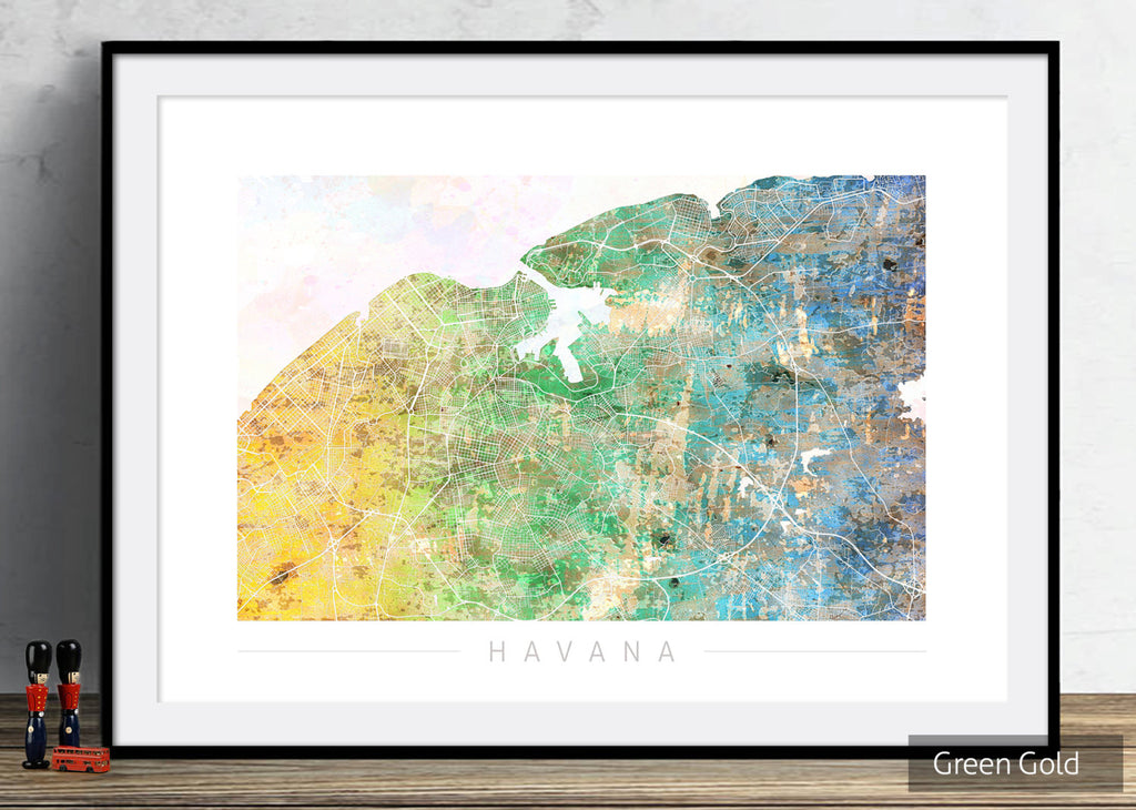 Havana Map: City Street Map of Havana, Cuba - Sunset Series Art Print