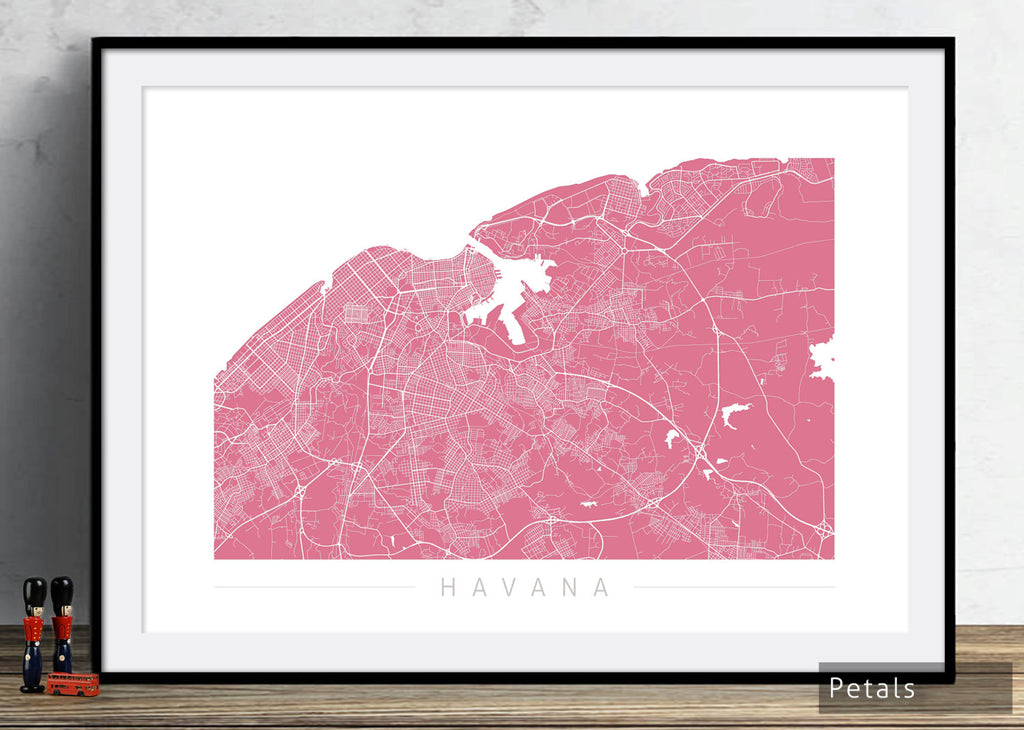 Havana Map: City Street Map of Havana, Cuba - Colour Series Art Print