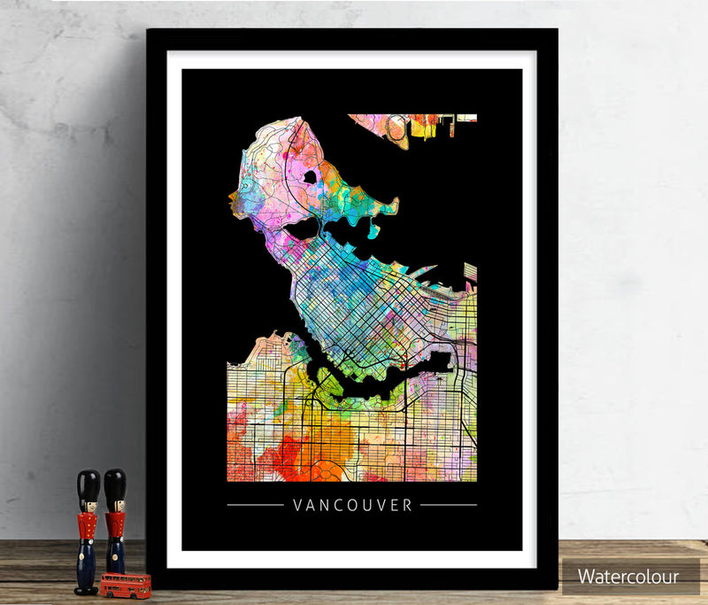 Vancouver Map: City Street Map of Vancouver, Canada - Sunset Series Art Print