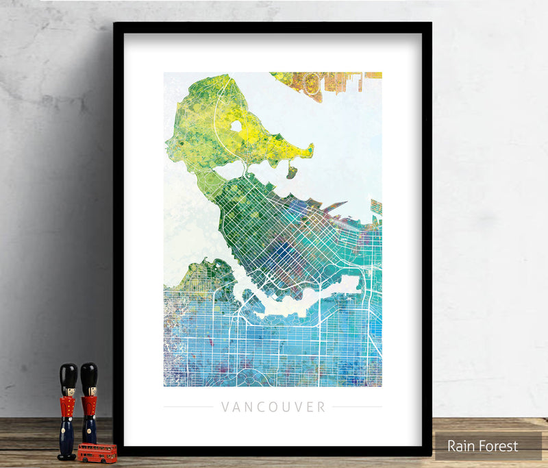 Vancouver Map: City Street Map of Vancouver, Canada - Nature Series Art Print