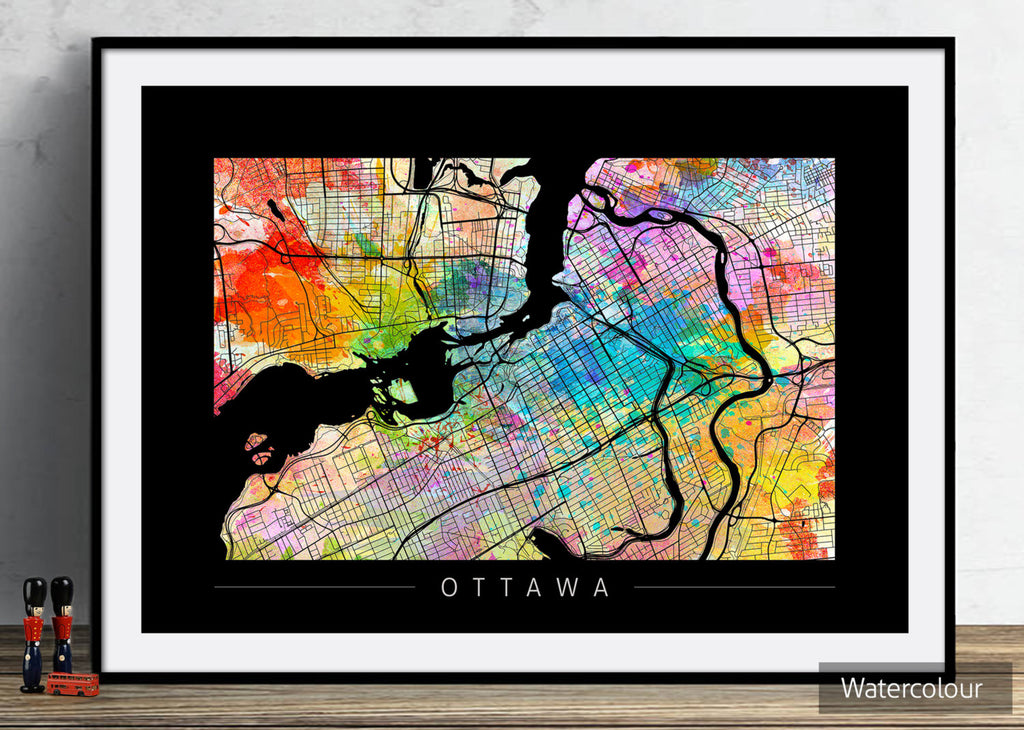 Ottawa Map: City Street Map of Ottawa, Ontario - Sunset Series Art Print