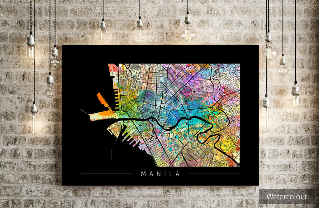 Manila Map: City Street Map of Manila, Philippines - Sunset Series Art Print