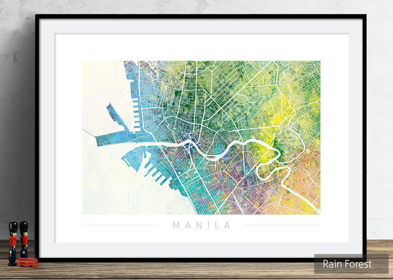 Manila Map: City Street Map of Manila, Philippines - Nature Series Art Print