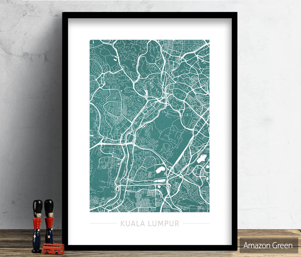 Kuala Lumpur Map: City Street Map Kuala Lumpur, Malaysia - Colour Series Art Print