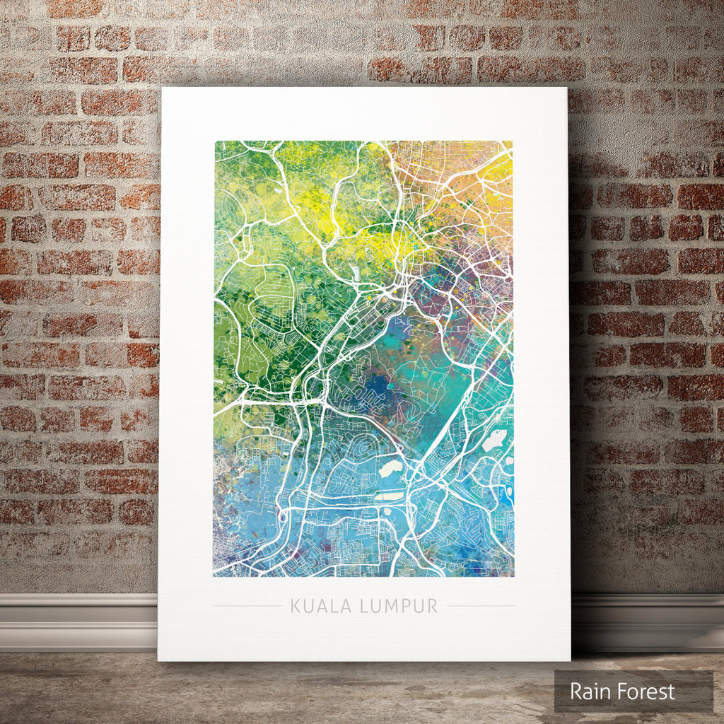 Kuala Lumpur Map: City Street Map Kuala Lumpur, Malaysia - Nature Series Art Print