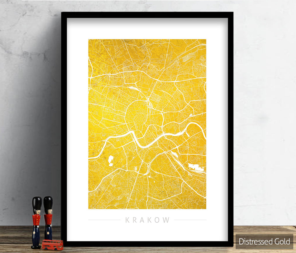 Kraków Map: City Street Map of Kraków, Poland - Colour Series Art Print