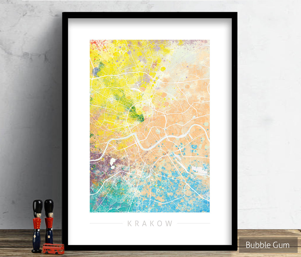 Kraków Map: City Street Map of Kraków, Poland - Nature Series Art Print