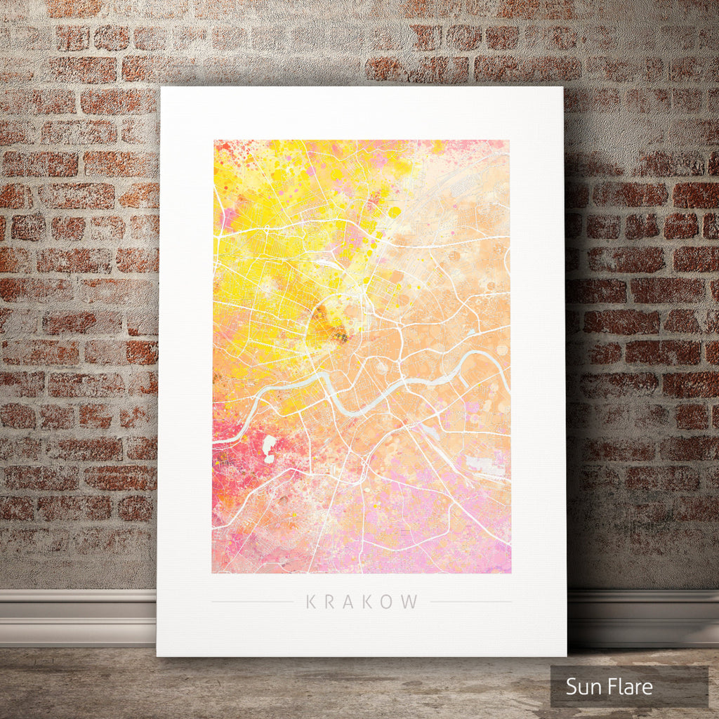 Kraków Map: City Street Map of Kraków, Poland - Nature Series Art Print