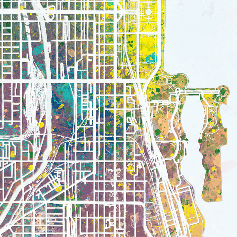 Chicago Map: City Street Map of Chicago Illinois - Nature Series Art Print